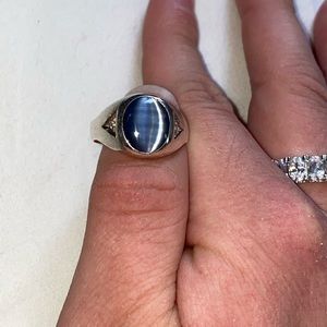 925 sterling silver diamond & moonstone men’s ring